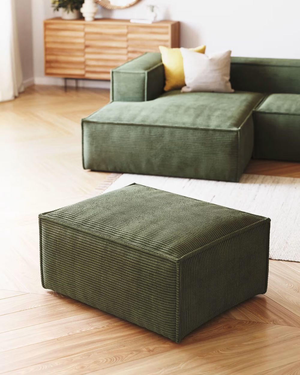 Poef BLOK - Groen corduroy KAV S576LN19