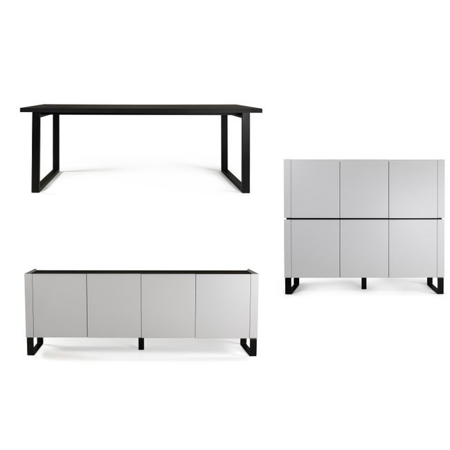 Eetkamerset TABU - Mat Zwart / Wit