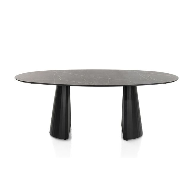 Eetkamertafel ARABAX - Marmerlook/Lichtgrijs