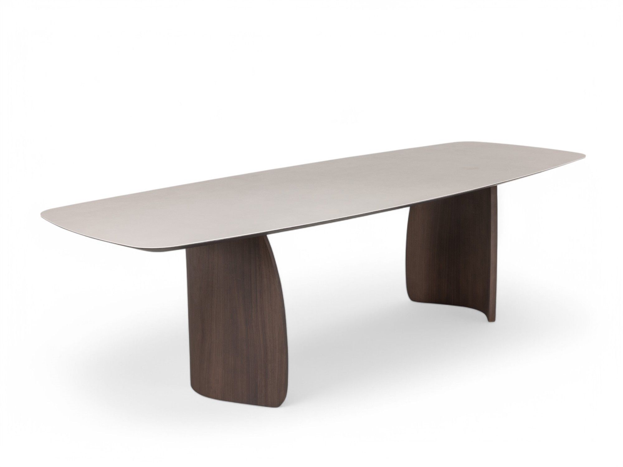 Eetkamertafel DOLMEN - Beige keramiek/Notelaar