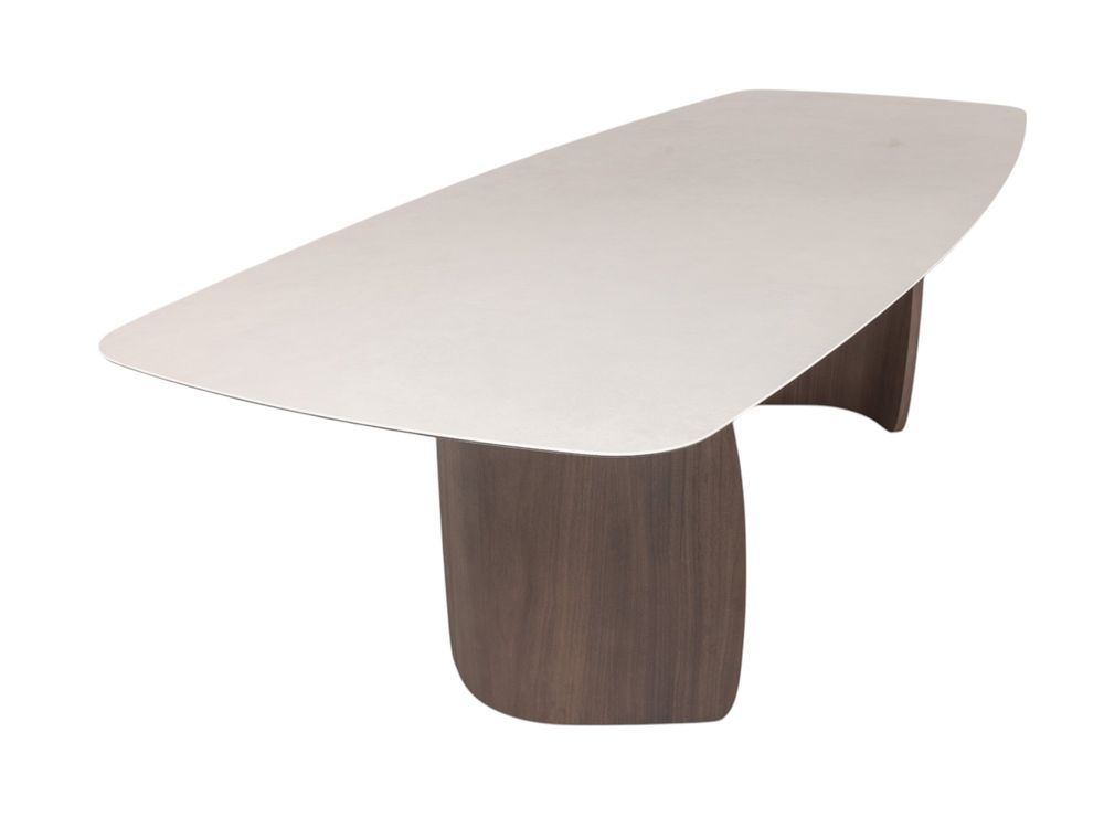 Eetkamertafel DOLMEN - Beige keramiek/Notelaar MOB-93-000016-K205-N12