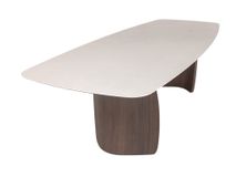 Eetkamertafel DOLMEN - Beige keramiek/Notelaar MOB-93-000016-K205-N12