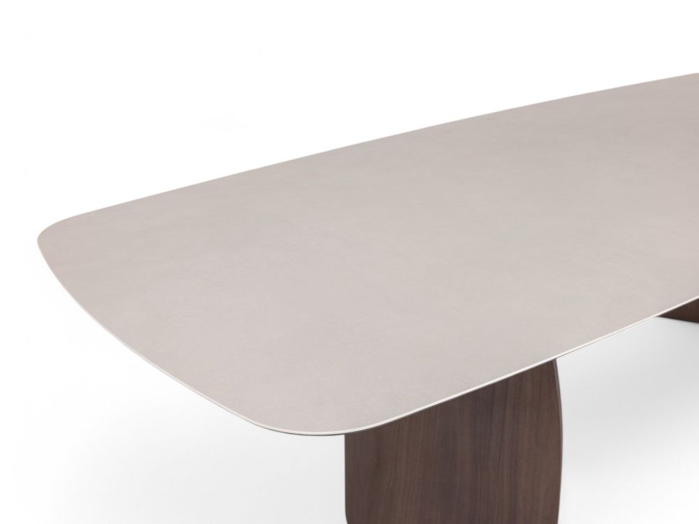 Eetkamertafel DOLMEN - Beige keramiek/Notelaar MOB-93-000016-K205-N12
