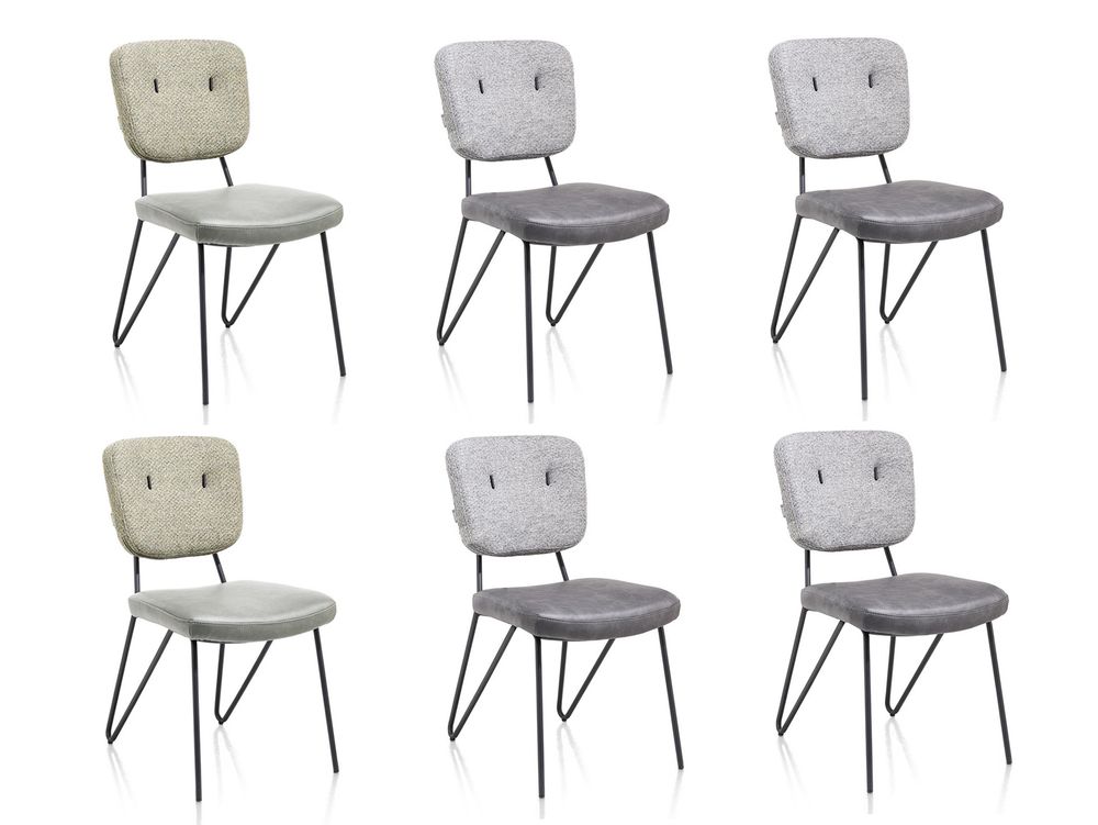 Set van 6 eetkamerstoelen JUNE - Groen/Lichtgrijs C-XOO-JUN-SET1