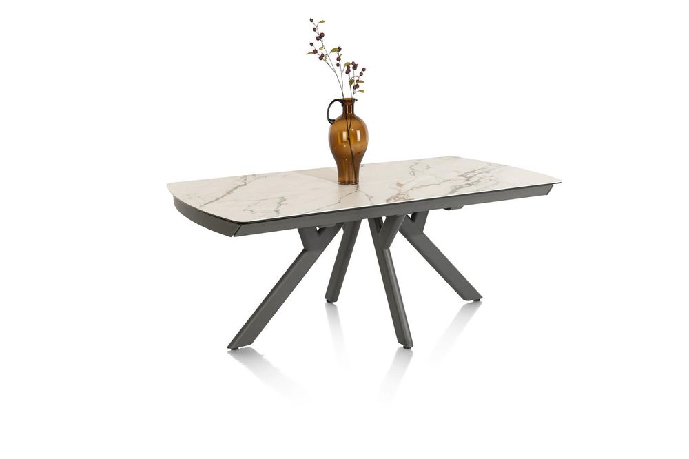 Uitschuifbare eetkamertafel VEGAS - Witte marmerlo HEH 51653WIT