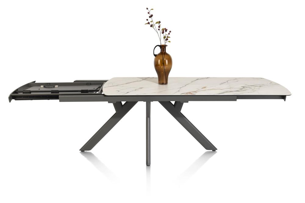 Uitschuifbare eetkamertafel VEGAS - Witte marmerlo HEH 51653WIT