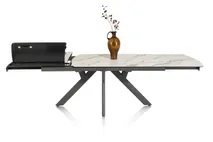 Uitschuifbare eetkamertafel VEGAS - Witte marmerlo HEH 51653WIT