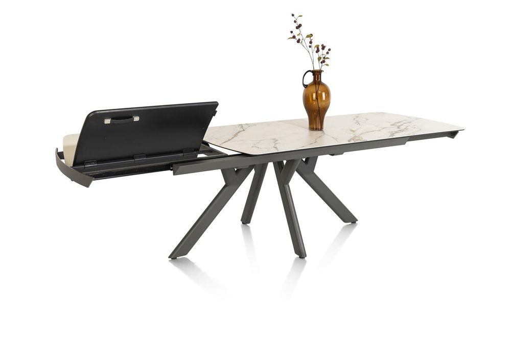 Uitschuifbare eetkamertafel VEGAS - Witte marmerlo HEH 51653WIT