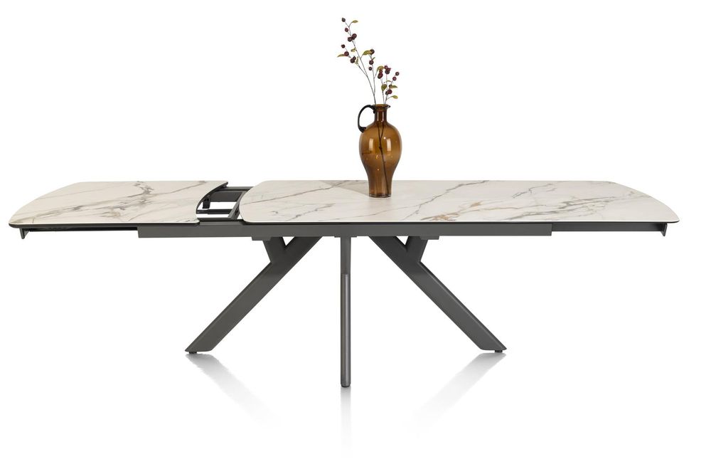 Uitschuifbare eetkamertafel VEGAS - Witte marmerlo HEH 51653WIT
