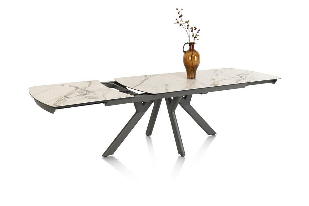 Uitschuifbare eetkamertafel VEGAS - Witte marmerlo HEH 51653WIT