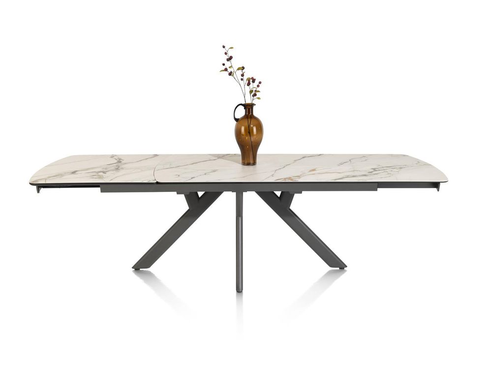 Uitschuifbare eetkamertafel VEGAS - Witte marmerlo HEH 51653WIT