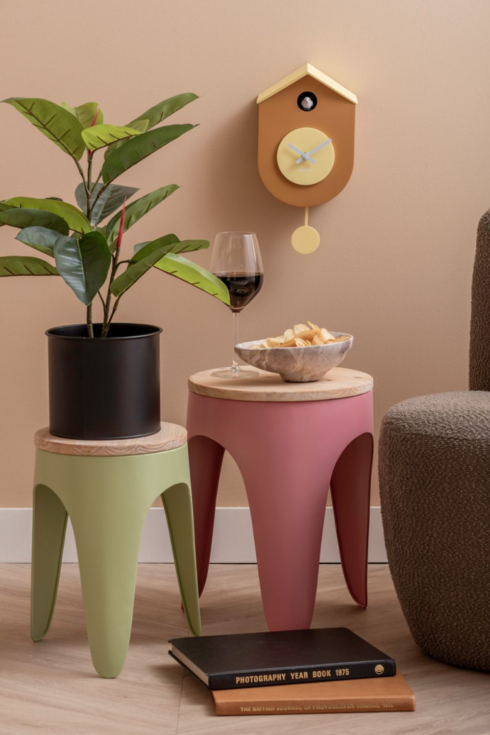 Muurklok GRATO CUCKOO - Donkergroen/Lichtgroen PST KA6026YE