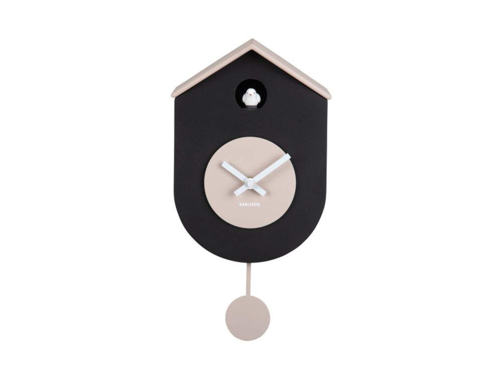 Muurklok GRATO CUCKOO - Zwart/Grijs PST KA6026BK