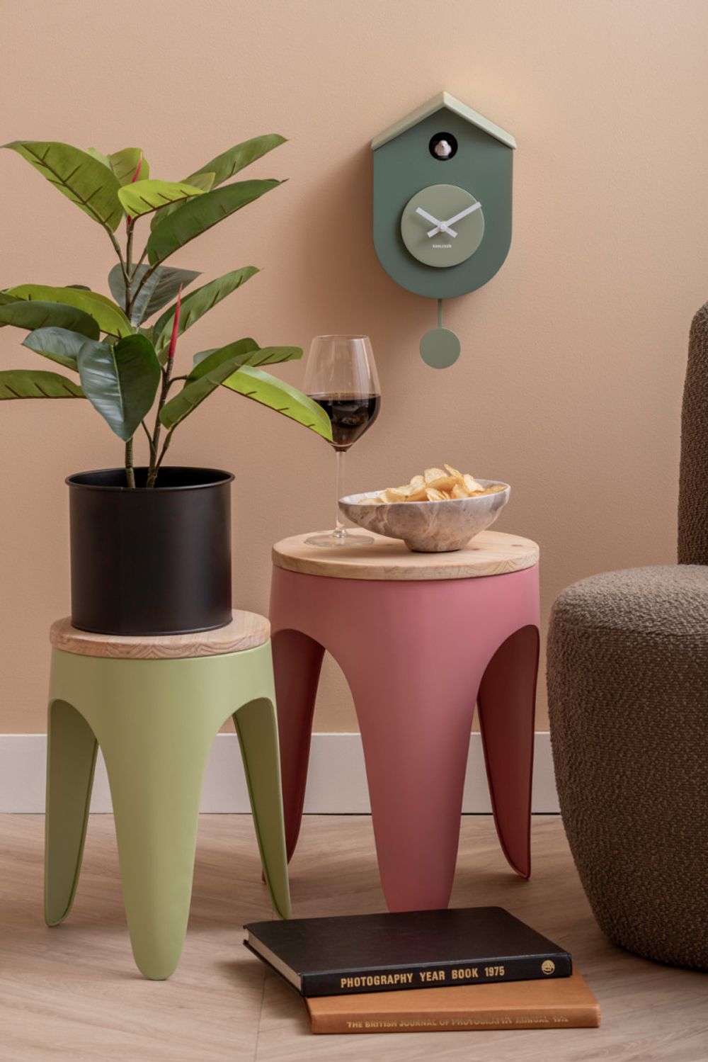 Muurklok GRATO CUCKOO - Oker/Zacht geel PST KA6026GR