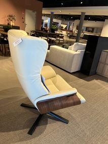 Relaxfauteuil AFTERWORK - Wit leder / Walnoot CFM AW RXF-WAB-FW-2