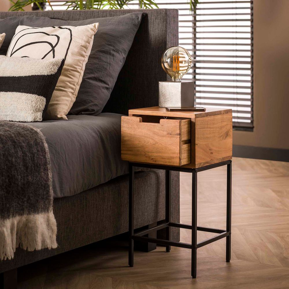 Nachttafel FLAT - Massief Acaciahout ZLS 2108-15