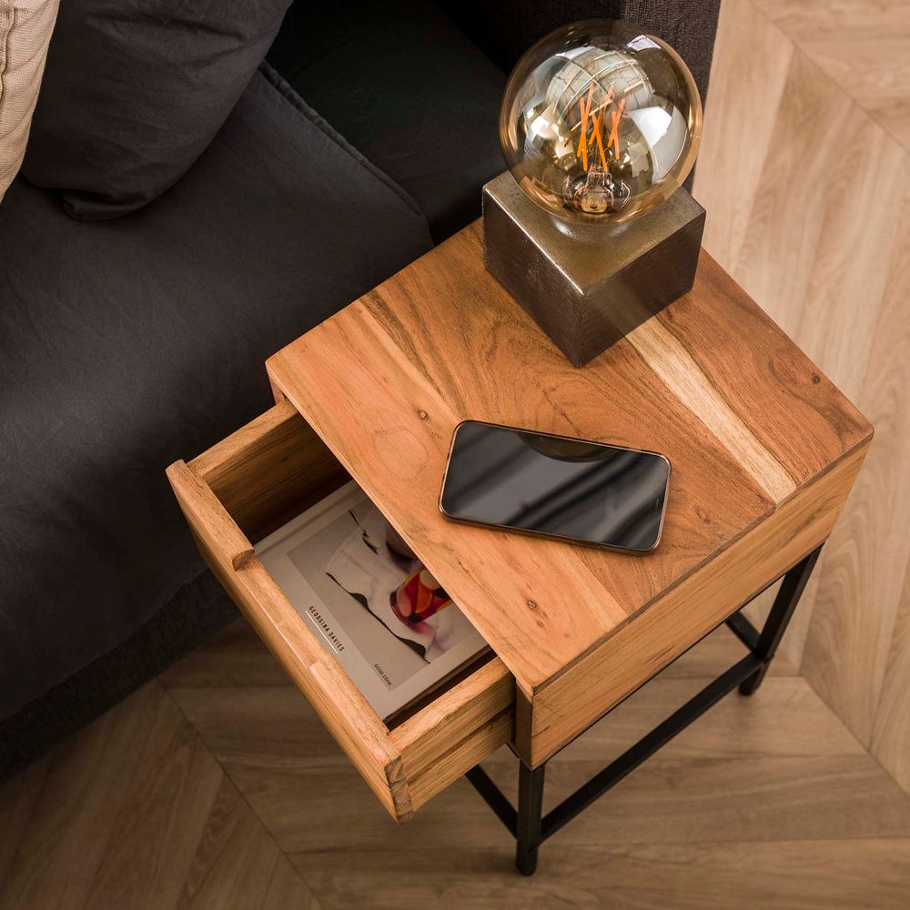 Nachttafel FLAT - Massief Acaciahout ZLS 2108-15