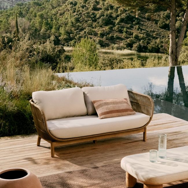 3-zit loungebank CATALINA - Beige/acaciahout