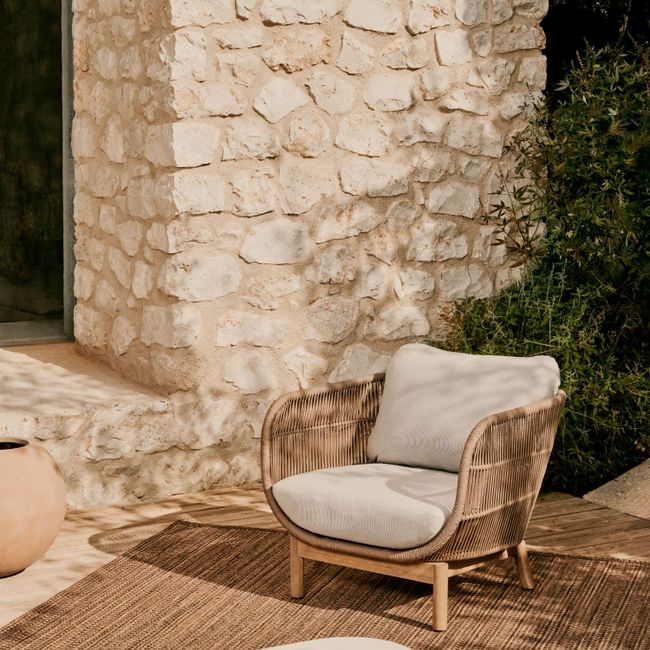 Loungestoel CATALINA - Beige/acaciahout