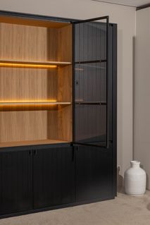 Vitrinekast EVORA - Zwart Eikfineer CRE-3-003-ZWANAT