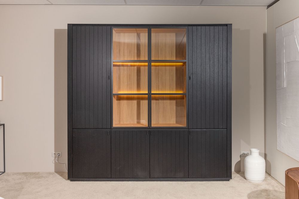 Vitrinekast EVORA - Zwart Eikfineer CRE-3-003-ZWANAT