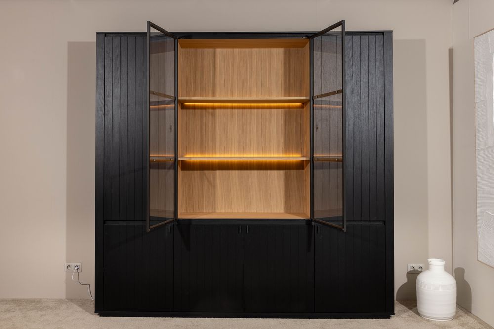 Vitrinekast EVORA - Zwart Eikfineer CRE-3-003-ZWANAT