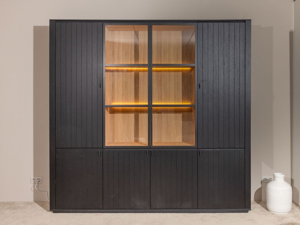 Vitrinekast EVORA - Zwart Eikfineer CRE-3-003-ZWANAT