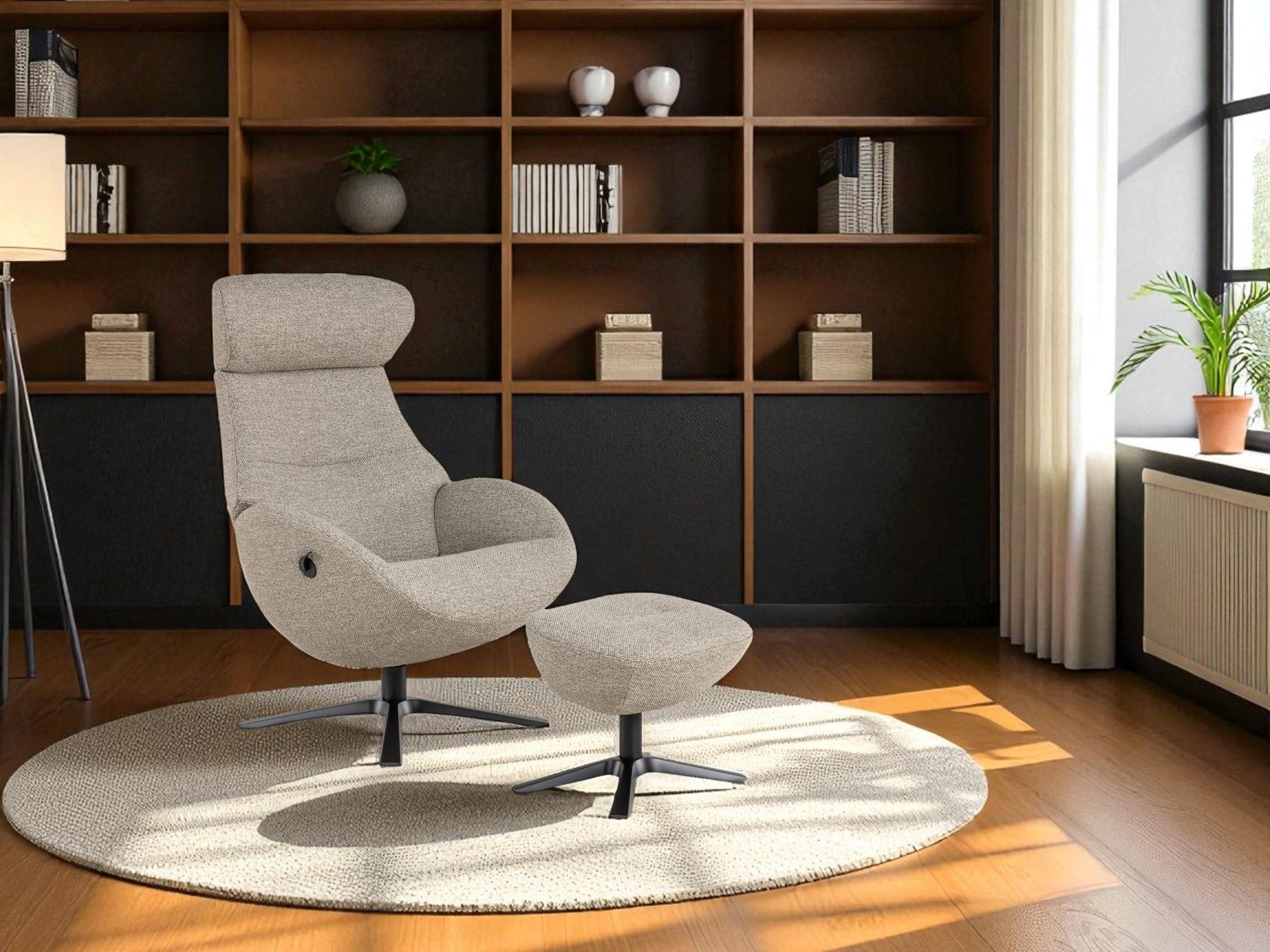 Relaxfauteuil met voetbank GLOBE - Grijs