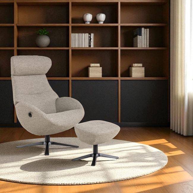 Relaxfauteuil met voetbank GLOBE - Grijs