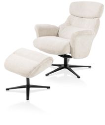Relaxfauteuil met poef LAZARO - CrÞme HEH 40081CRE