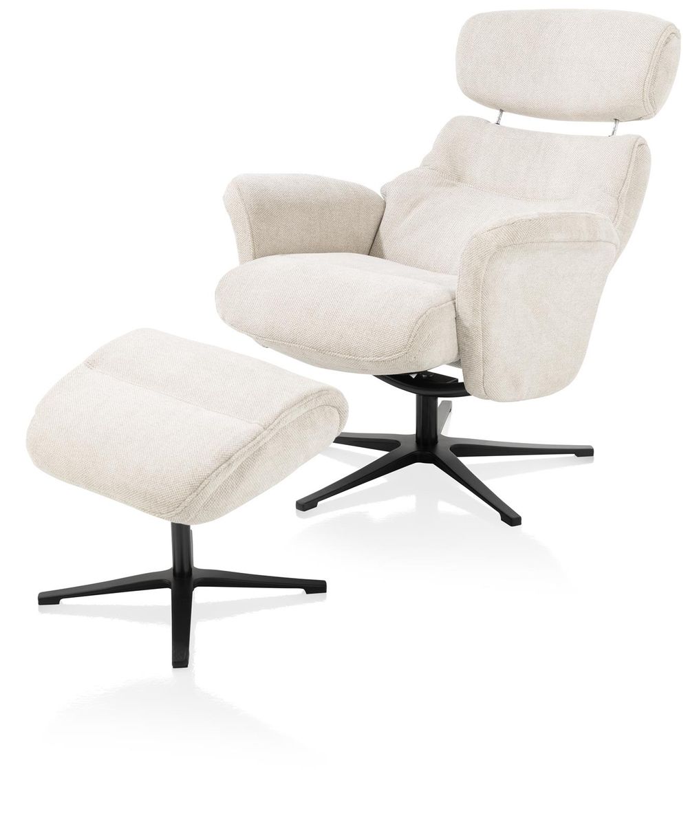 Relaxfauteuil met poef LAZARO - CrÞme HEH 40081CRE