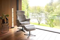 Relaxfauteuil met poef LAZARO - CrÞme HEH 40081CRE