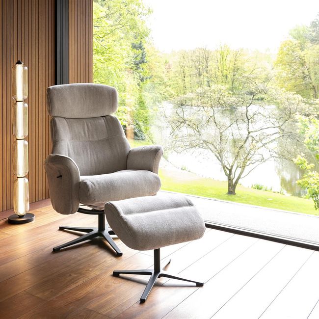 Relaxfauteuil met poef LAZARO - Crème