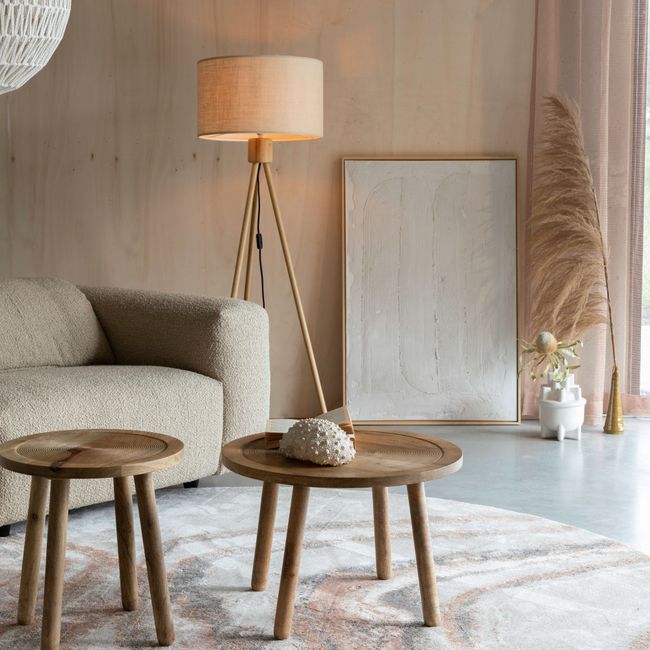 Vloerlamp FAN - Bamboe/Linnen