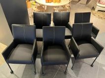 Set van 6 armstoelen met parketwieltjes GLENN - Zw C-NVN-7-SET1