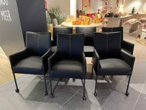 Set van 6 armstoelen met parketwieltjes GLENN - Zw C-NVN-7-SET1