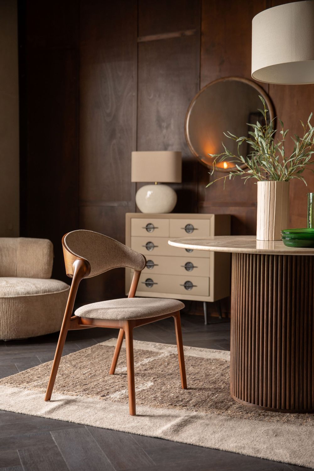 Eetkamerstoel BABINGTON - Beige / Walnoot ZVR 1000130