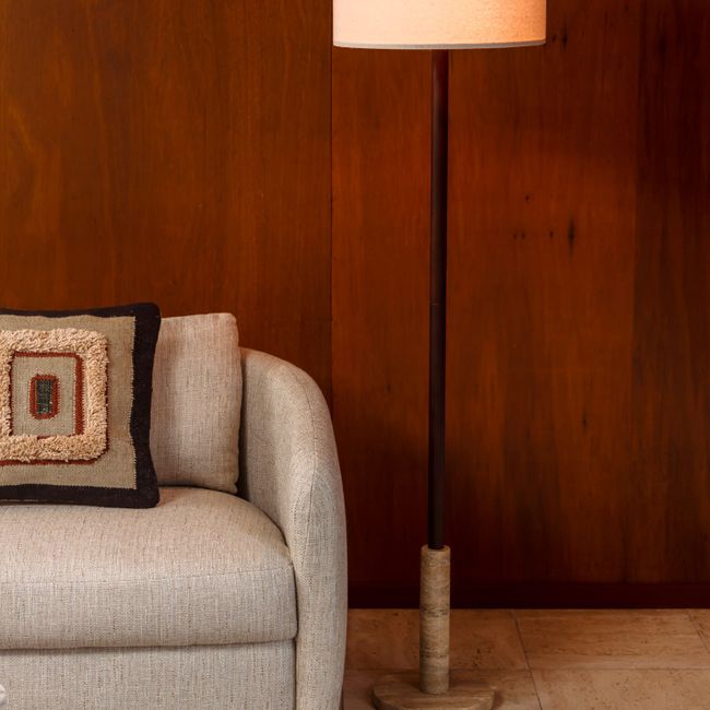 Vloerlamp JACKSON - Walnoot/Travertin