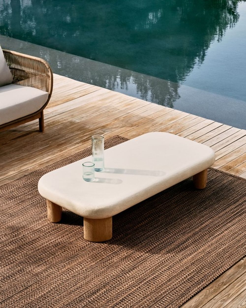 Salontafel LABRA - Wit/Acaciahout KAV O00174PR05