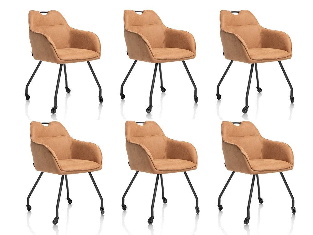 Set van 6 armstoelen op wieltjes JULIUS - Desert C-HEH-JUL-SET1