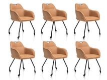Set van 6 armstoelen op wieltjes JULIUS - Desert C-HEH-JUL-SET1