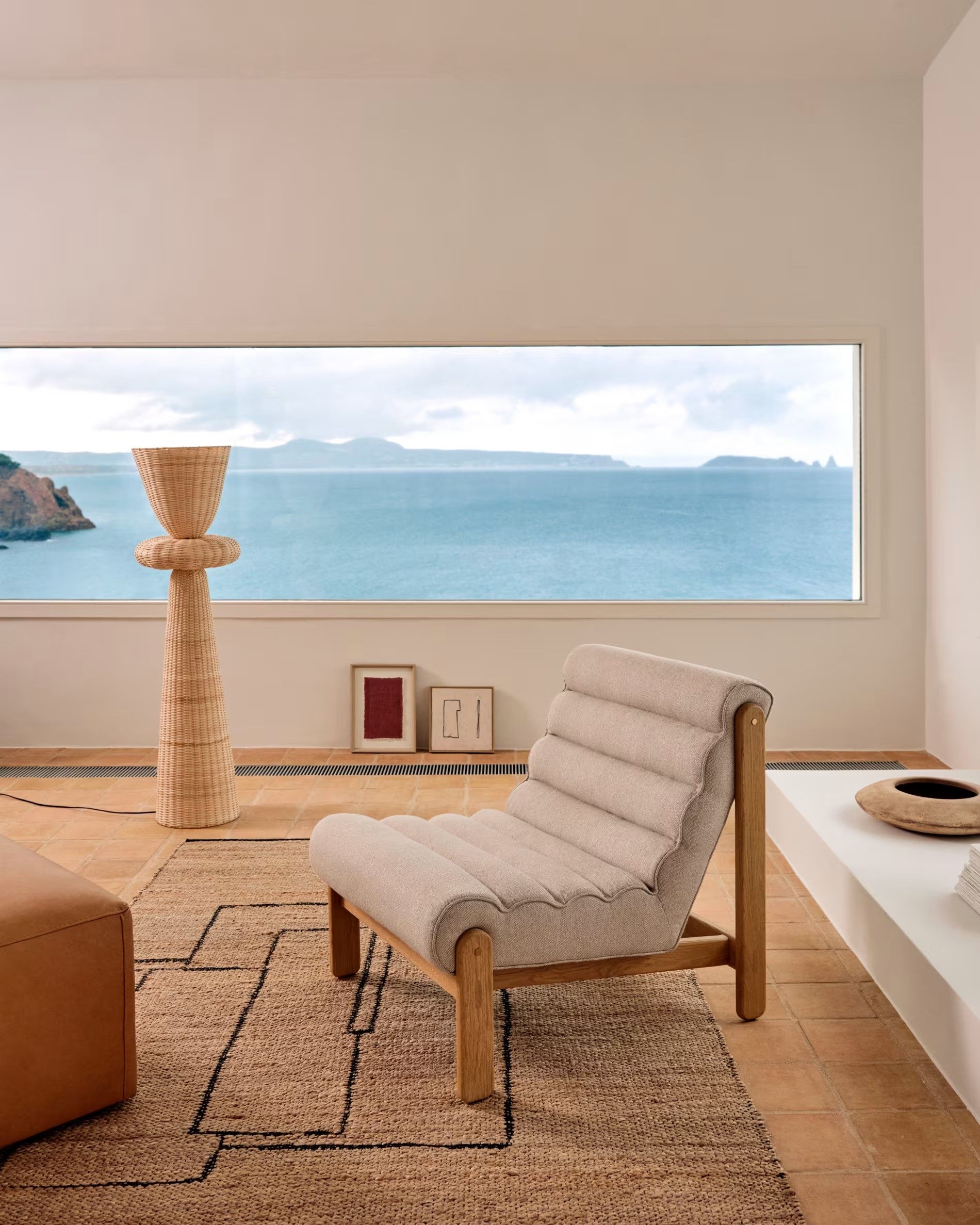 Fauteuil MAGIRA - Beige / Eikenhout