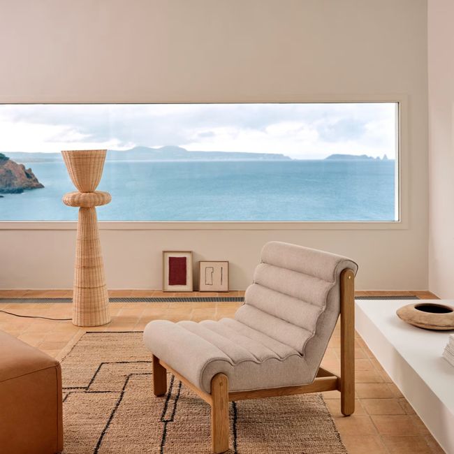 Fauteuil MAGIRA - Beige / Eikenhout