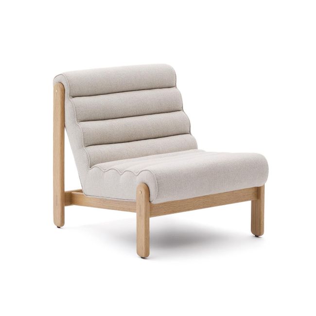 Fauteuil MAGIRA - Beige / Eikenhout