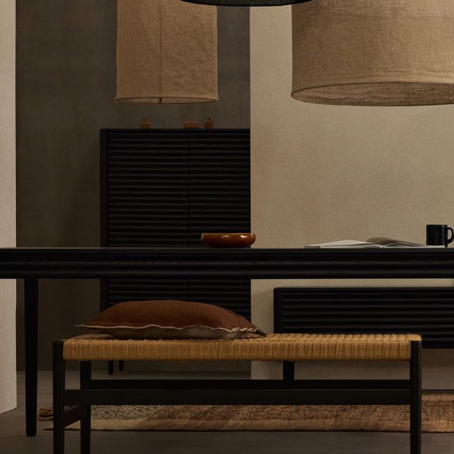 Bankje ZAIDE - Zwart / Eikenhout