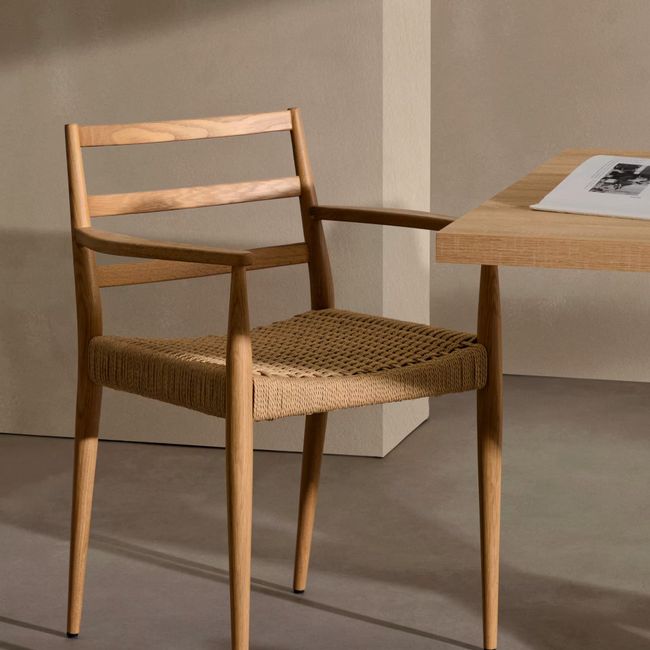 Armstoel ANALY - Massief eikenhout / Walnoot