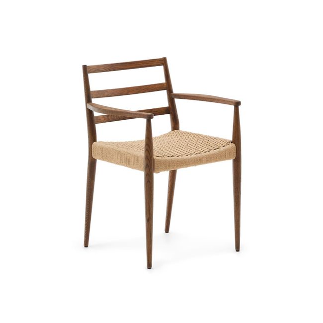 Armstoel ANALY - Massief eikenhout / Walnoot