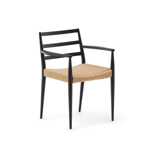 Armstoel ANALY - Massief eikenhout / Walnoot