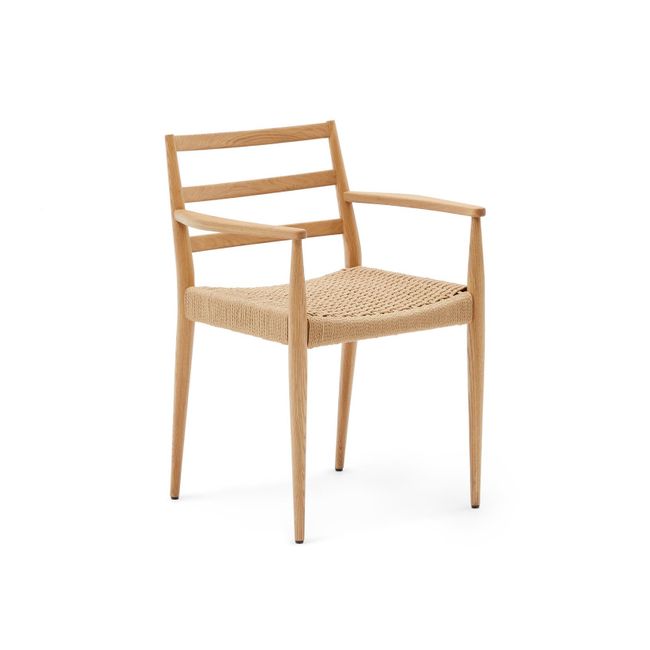 Armstoel ANALY - Massief eikenhout / Walnoot