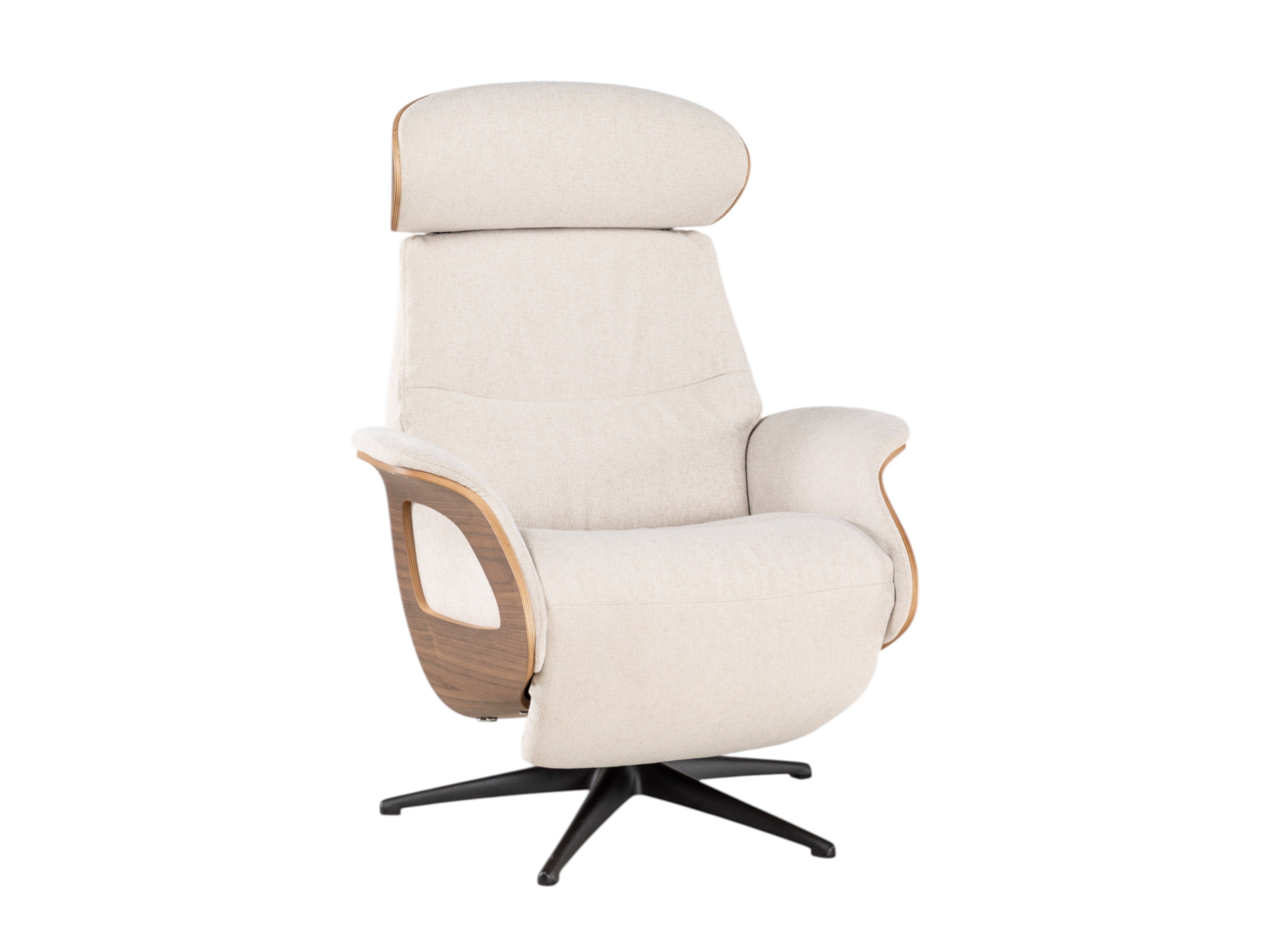 Relaxfauteuil medium CLEMENT - Beige/Walnoot